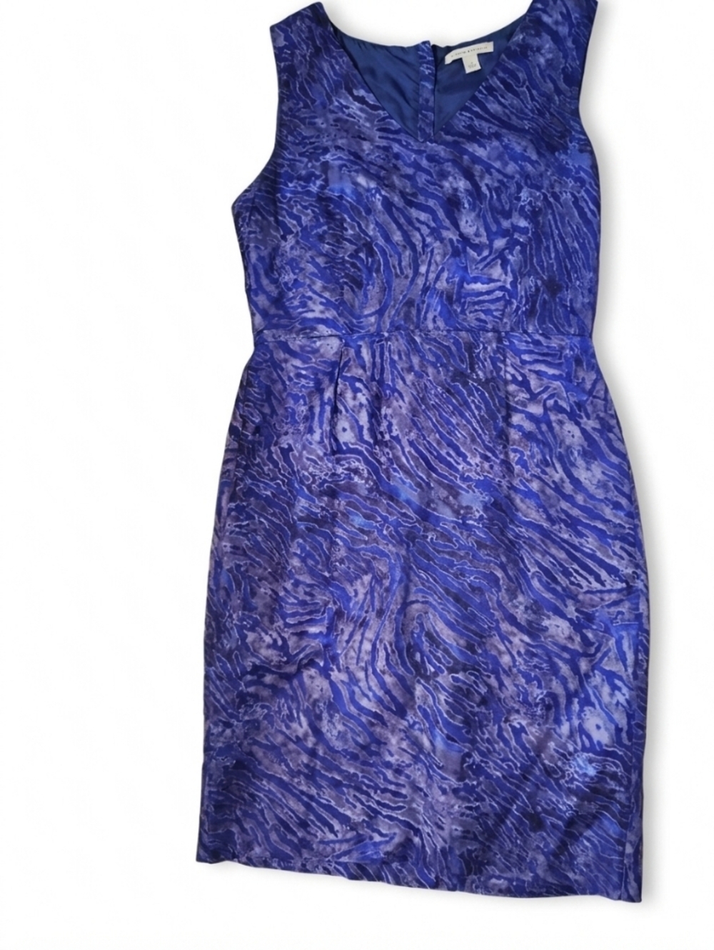 Banana Republic Blue Marble Sheath Dress‎ Tiger Stripe Size 10 Rayon/Linen